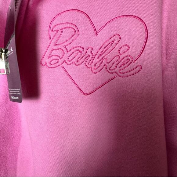 Barbie Pink and White Quarter-Zip  Long Sleeve Sweatshirt Sz M NWT - Picture 4 of 6